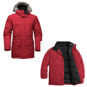 Custom Mens Red Parka with Hood at Wholesale or Bulk