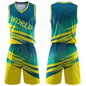 Custom Sea Green and Yellow Basketball Uniform at Wholesale Prices