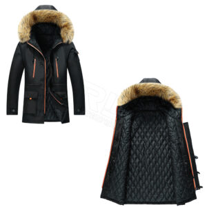 Custom Men's Long Parka with Faux-Fur Lined Hood at Wholesale or Bulk Options