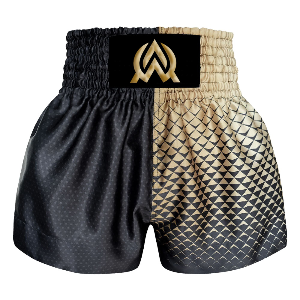 Custom Black and Gold Muay Thai Shorts at wholesale or in bulk