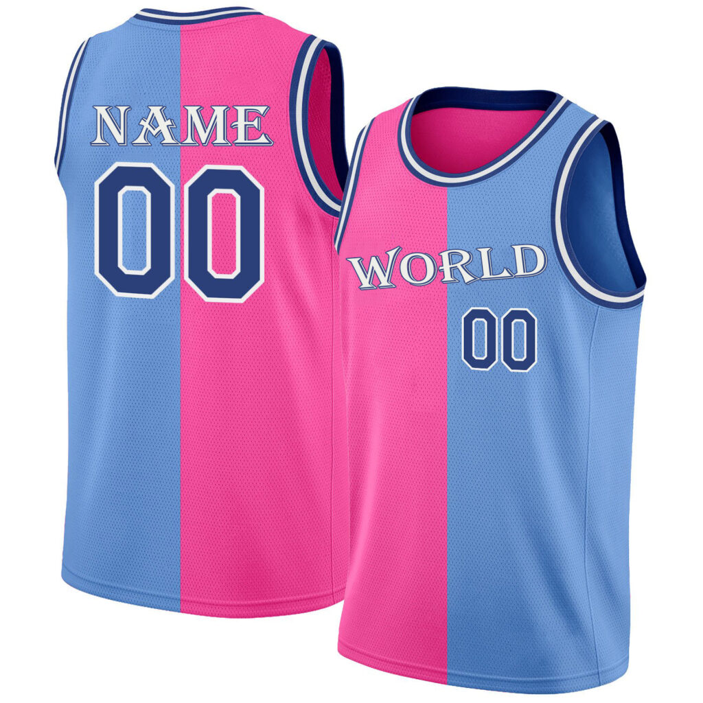 Blue Basketball Uniform with Pink Touch Custom at Wholesale Prices